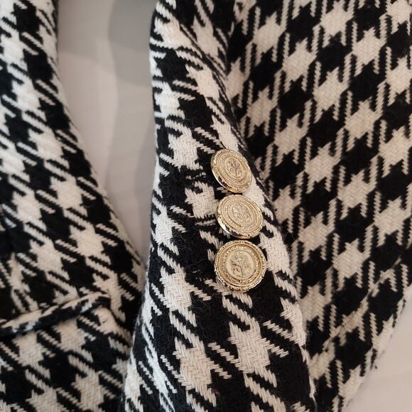 Zara Black & White Houndstooth Double Breasted Blazer Size XL NWOT - Picture 4 of 14